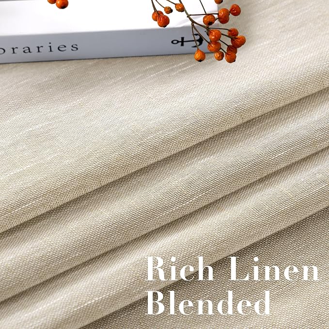 H.VERSAILTEX Linen Curtains Nickel Grommet Natural Linen Semi-Sheer Curtains 2 Panels Privacy Added Premium Soft Rich Material Drapes for Bedroom/Livingroom - 52x63 - Inch - Linen