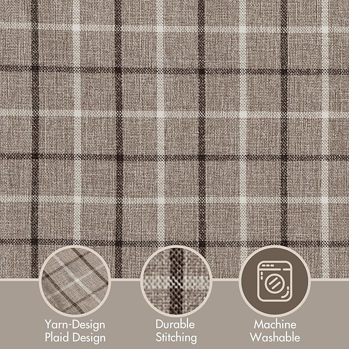 Madison Park Anaheim Cabin Plaid Curtain Window, Thermal Insulated Fleece Lining, Living Room Decor Room Darkening Drape for Bedroom, 1-Single Panel Pack, 50x108 Faux Leather Tab Top, Brown