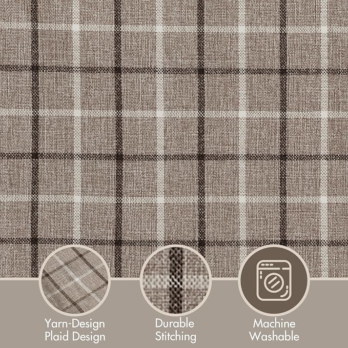 Madison Park Anaheim Cabin Plaid Curtain Window, Thermal Insulated Fleece Lining, Living Room Decor Room Darkening Drape for Bedroom, 1-Single Panel Pack, 50x95 Faux Leather Tab Top, Brown