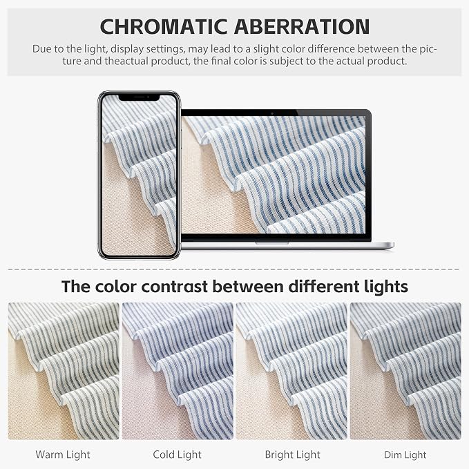 DriftAway Blackout Linen Ticking Striped Curtain Valance 18 Inches Navy | Double Layer Farmhouse Country Rustic Stripe Yarn Dyed Woven Thermal Insulated Rod Pocket Valance for Living Room