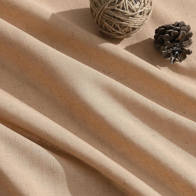 Aersas Camel Linen Curtains 84 Inches Long 2 Panels Set Back Tab Rod Pocket Living Room Drapes Farmhouse Rustic Light Filtering Window Treatments for Bedroom 52 Inch Width x 84 Inch Length