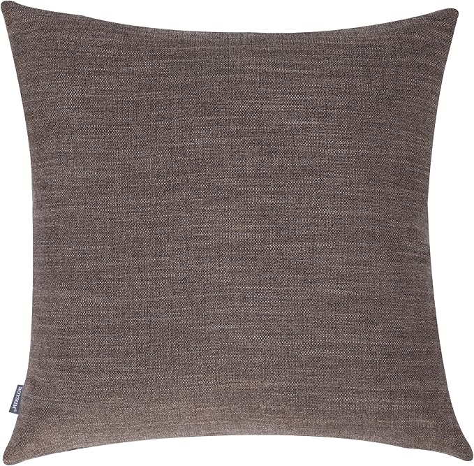 Set of 2 Leather Throw Pillow Covers Cotton Linen Decor Patchwork Pillow Cover Faux Leather Pillows Cover for Couch Sofa Living Room Bedroom,Dark Coffee 16"x16"