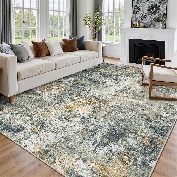 8x10 Area Rugs for Living Room Rug Washable: Abstract Large Rug for Dining Room Bedroom Carpet Non Slip 8 by 10 Indoor Modern Nursery Home Office Multi