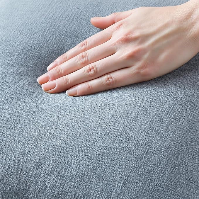 MIULEE Decorative Throw Pillow Covers Neutral Linen Fringe Throw Pillows Euro Shams Set of 2 Light Blue Boho Farmhouse Cushion Covers for Couch Sofa Bed Living Room Spring Home Decor 22x22 Inch