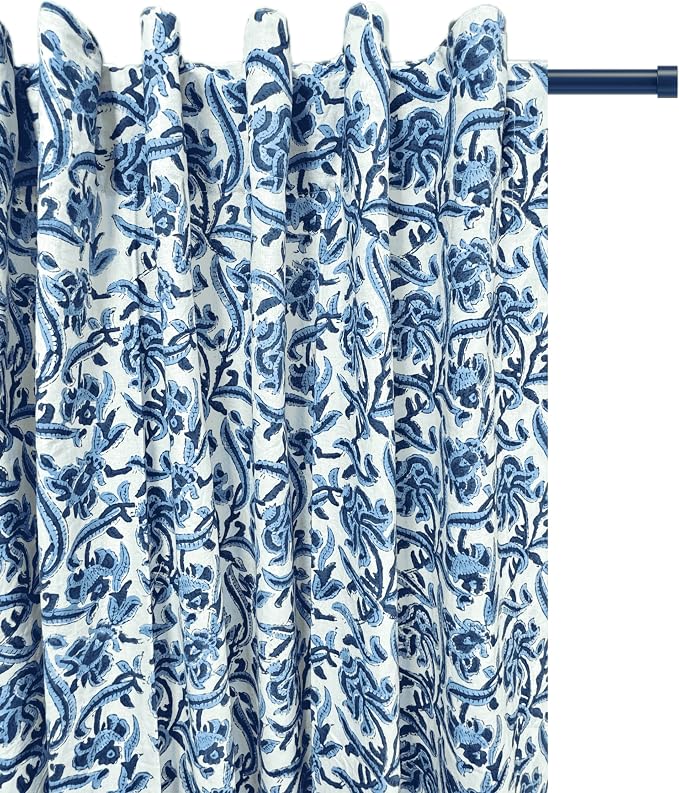 ATOSII Cotton Curtains 60" X 84" Inches Midnight Bloom
