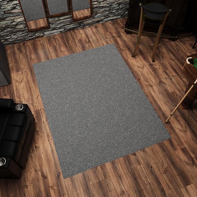 Ottomanson Extra Large Shag Area Rug, Rugs for Living Room, Soft Fluffy Oversized Rug with Non-Slip Rubber Backing, Non-Shedding Rug for Under Couch & Furniture, 7'10" x 22', Gray