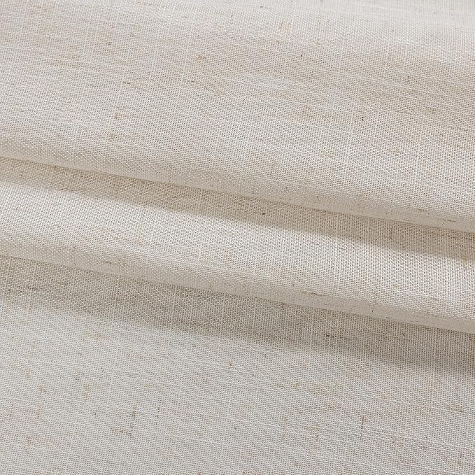 Extra Long Ruffle Curtains 108 Inches Long 2 Panels, 58x108 Inch, Natural Linen Textured Ruffled Curtains for Living Room Rod Pocket Privacy Light Filtering Cottagecore Semi Sheer Flowy Window Drapes