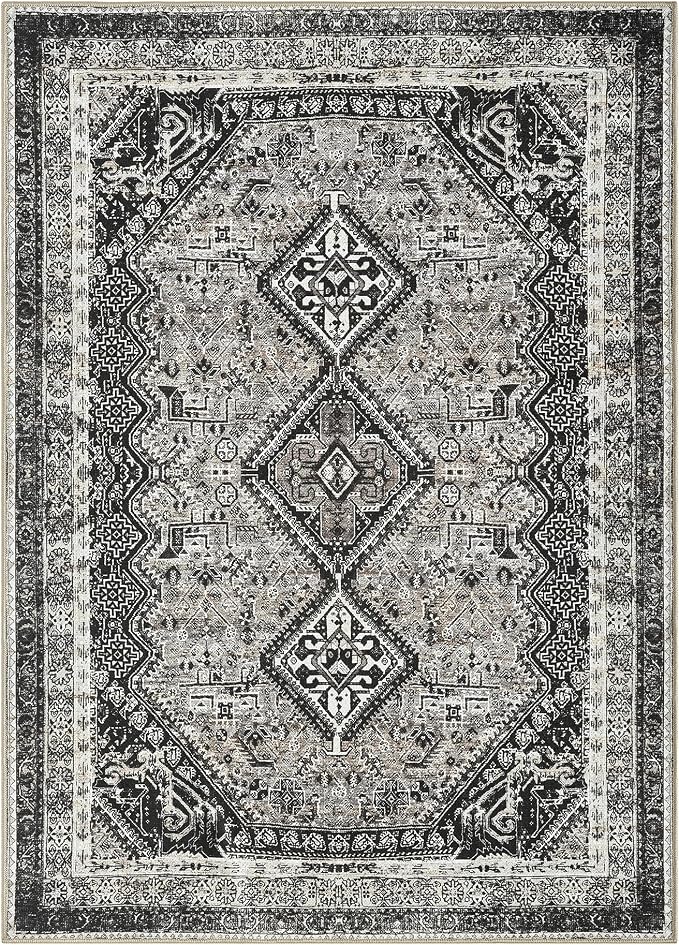 Keen Home Design 48"x72" Rug - Machine Washable Area Rug with Non-Slip Backing, Ideal for Living Room, Dining Room, Bedroom - Vintage, Easy Clean, Durable, Low Pile Rug - (4' x 6')