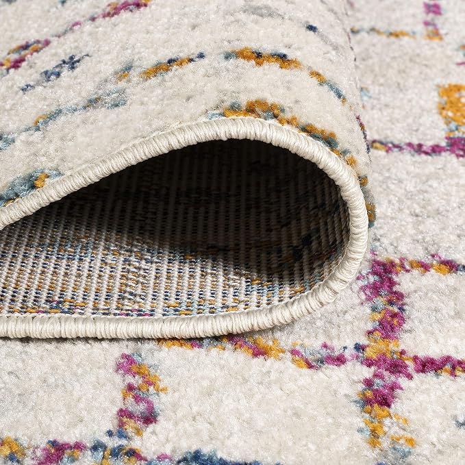 JONATHAN Y Boho Vintage Diamond Ivory/Multi Indoor Area Rug 8X10 ft, Moroccan Hype for Living Room, Bedroom, Kitchen, Office, Easy-Cleaning, High Traffic, Pet-Friendly, Non-Shedding (MOH101E-8)