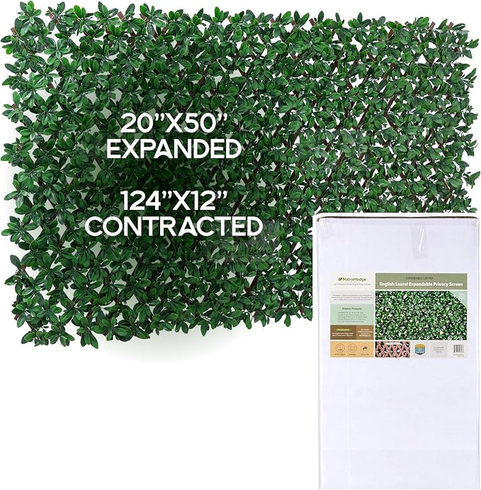 NatraHedge 20''X50'' Artificial Privacy Grass Wall Decor, Ficus Leaf, Faux | Trellis, Expandable lattice Panels for Indoor, Outdoor, Garden And Balcony Greenery Wall Fence Screen | UV Resistant