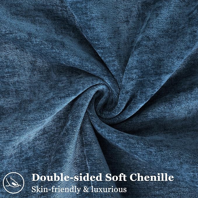 decorUhome Fall Couch Euro Sham Throw Pillow Covers 24x24 Set of 2, Decorative Soft Velvet Modern Cozy Chenille Pillow Cases with Elegant Design for Sofa Bed Living Room Home Decor, Poseidon