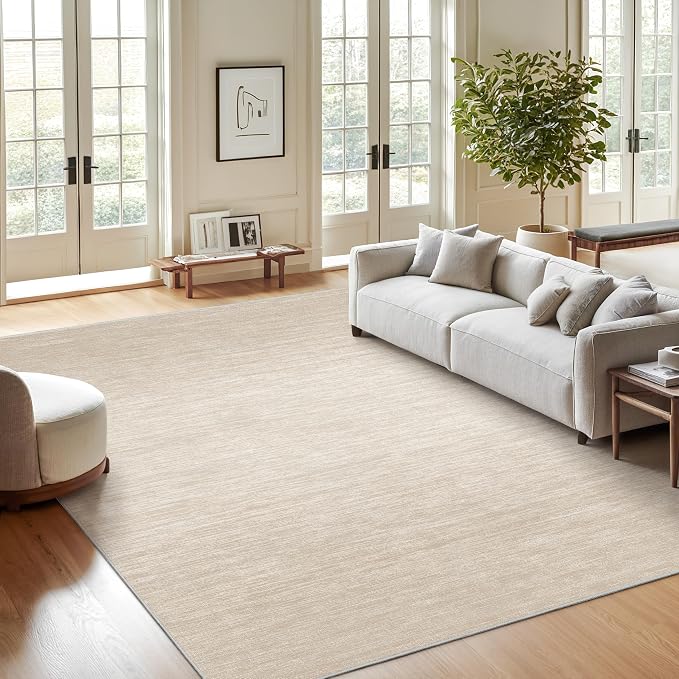 Valenrug Washable Rugs 8x10 - Stain Resistant 8x10 Area Rugs for Living Room, Non Slip Backing Gradient Printed Rugs for Bedroom, Folable Machine Washable Area Rug (8'x10', Brown)