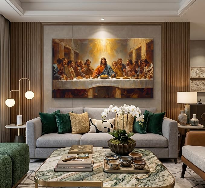 ZAWUDVC Large The Last Supper Wall Art, Jesus Christ Religious Canvas Print Poster, Christian Wall Decor for Church Living Room Bedroom, Biblical Home Decoration,