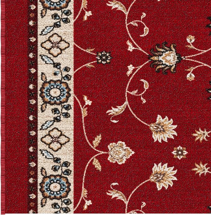 Ottomanson Hallway Runner Rug 2'7" x 10' – Soft Non-Slip Rug, Low Pile Carpet for Entryway, Kitchen & Long Hallways in Apartments and Homes, Mahal Red
