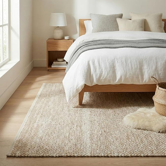 Fab Habitat Machine Washable Area Rug - Hand Woven, Stain Resistant, Pet Friendly - Premium Recycled Polyester Yarn - Solid - Kitchen, Bathroom - Biltmore - Sand - 2 x 3 ft