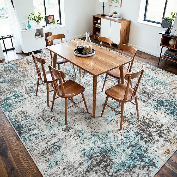 Area Rugs 8x10 Living Room: Large Soft Washable Rug Modern Abstract Anti-Skid Non-Shedding Carpet Indoor Floor Thin Carpets for Bedroom Dining Room Farmhouse Nursery Home Office Multi