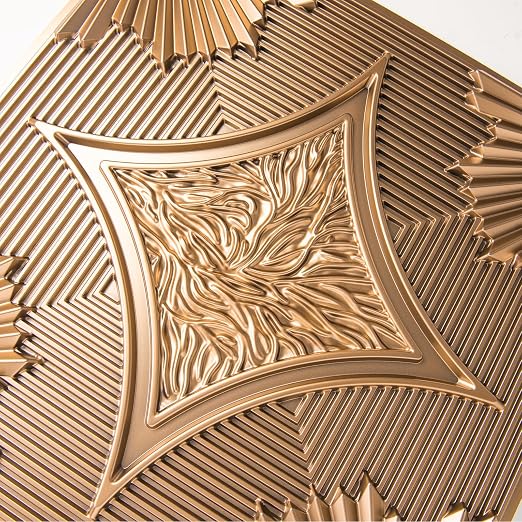 Art3d Drop Ceiling Tiles 24x24 in Bronze (24-Pack, 96 Sq.ft), 3D Wainscoting Panels Glue Up 2x2
