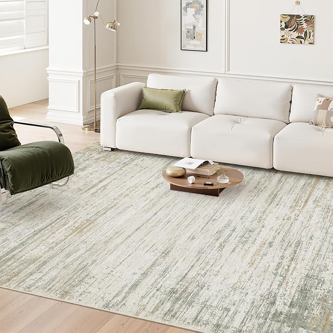 zesthome Washable Area Rugs 5'x7' Modern Abstract Soft for Living Room Bedroom Nursery, Non-Slip Indoor Carpet for Kitchen Dining Room Home Office(Green Brown,5'x7')