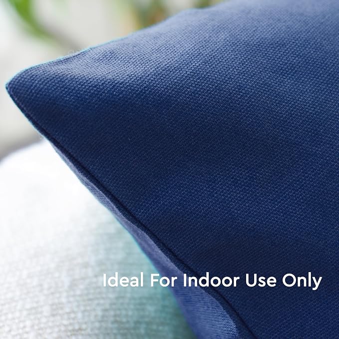 Encasa XO Throw Pillow Covers 18x18 in Set of 4 Cobalt Blue | No Inserts | Cotton Pillow Covers for Living Room, Bed, Sofa, Couch | Decorative Cushion Covers with Improved Zipper