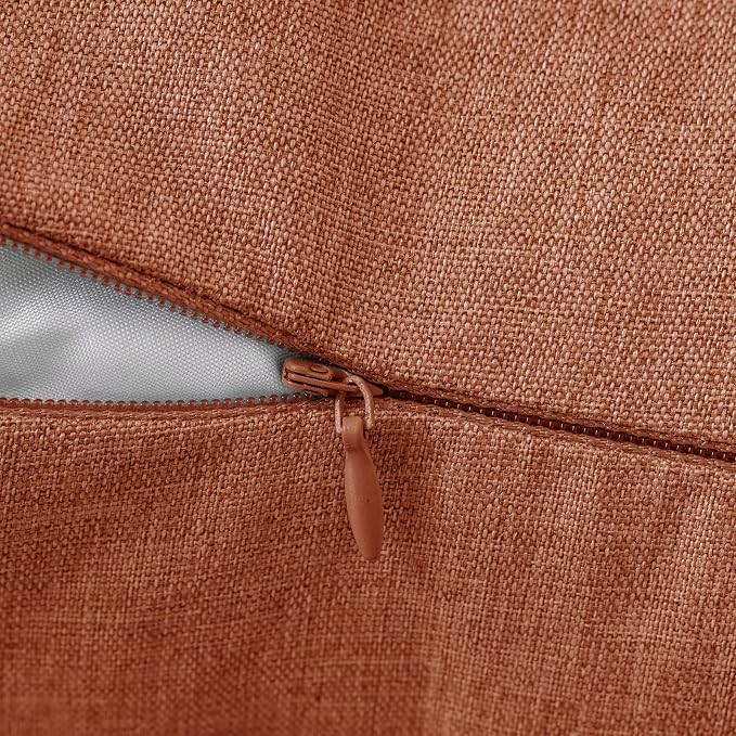 MIULEE Pack of 2 Decorative Outdoor Solid Waterproof Throw Pillow Covers Euro Sham Faux Linen Garden Farmhouse Cushion Cases for Summer Patio Tent Balcony Couch Sofa 24x24 Inch Rust