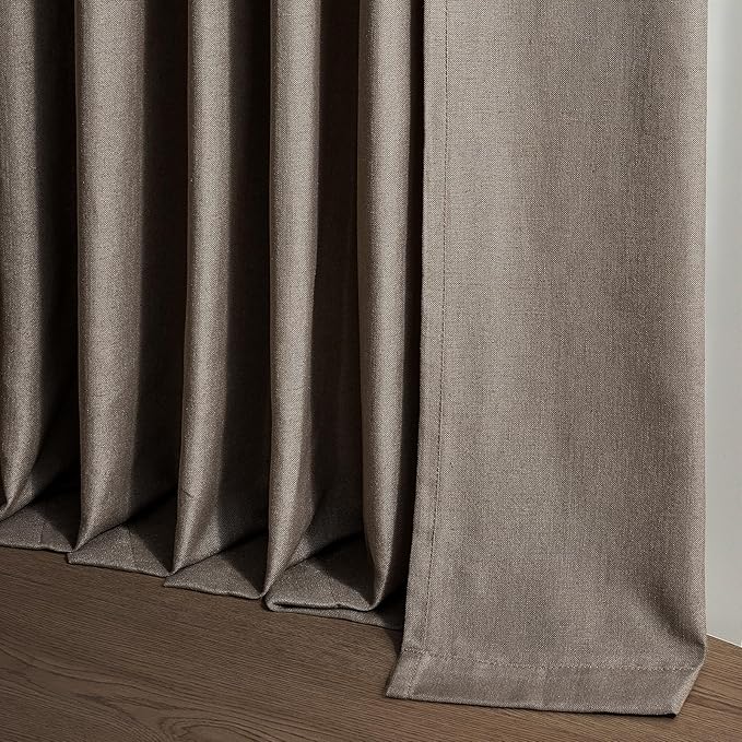 Topfinel Dark Flax Pinch Pleated Linen Curtains 120 Inch Length 2 Panels for Living Room Bedroom Semi Sheer Window Curtain Boho Neutral Back Tab Pinch Pleat Drape with Hooks 120 Inches Long