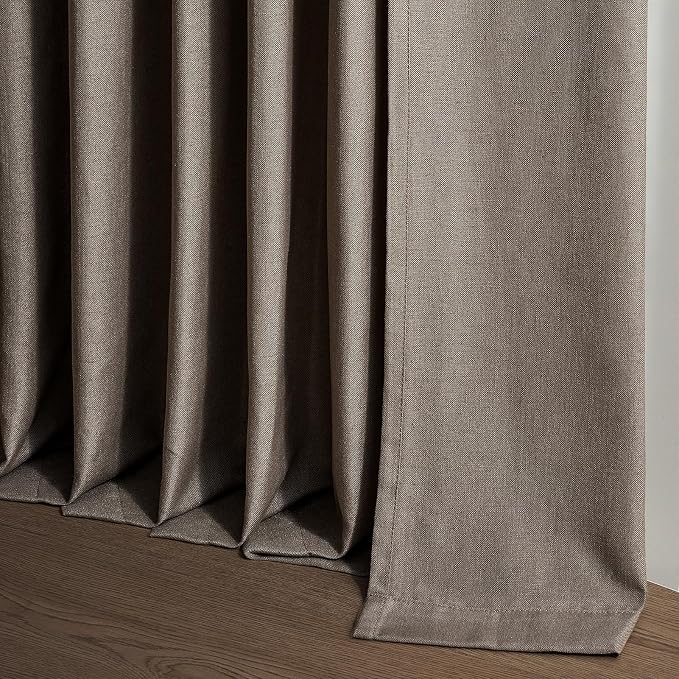 Topfinel Pinch Pleated Curtains 90 Inches Long 2 Panels Set,Dark Flax Semi Sheer Blend Fabric Farmhouse Cozy Rustic Western Home Decor Curtain Drapes for Living Room Bedroom,40x90 inch Length