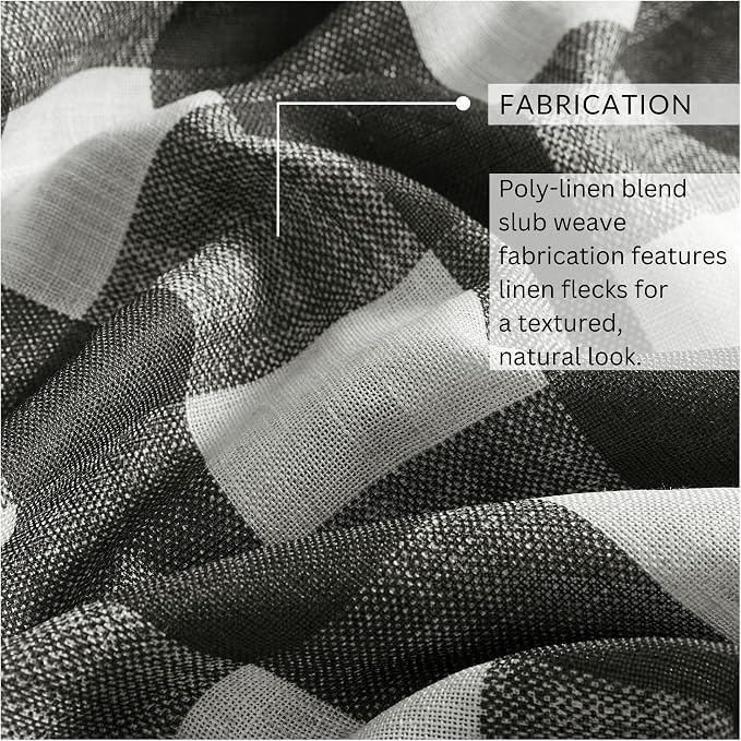 Grainger Buffalo Check Blackout Window Curtain, Black - 52" W x 108" L