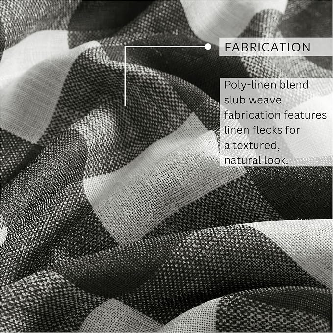 Grainger Buffalo Check Blackout Window Curtain, Black - 52" W x 95" L