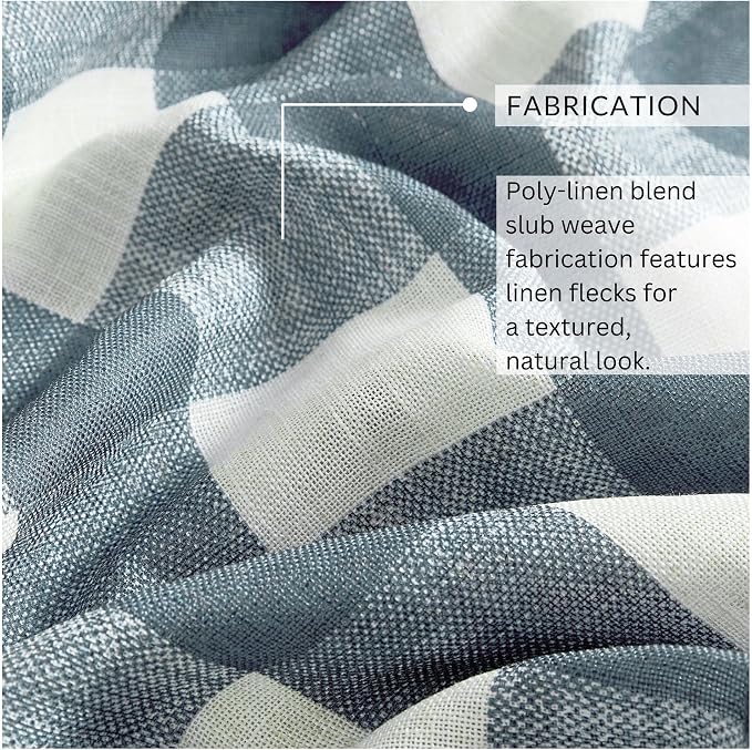 Grainger Buffalo Check Blackout Window Curtain, Chambray - 52" W x 95" L