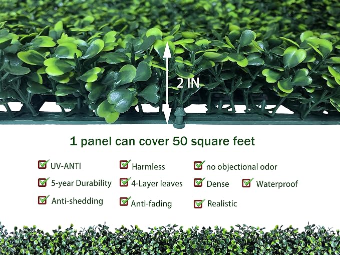 ODTORY Artificial Ivy Privacy Fence Wall Screen: 5FT X10FT (50 sqft) | UV-Anti Faux Boxwood Roll Panels, Greenery Backdrop, Ivy Vine 4-Layer Leaves Hedges Covering, Indoor Outdoor Green Decor