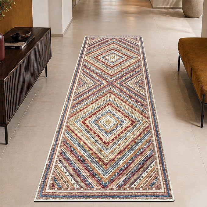 Keen Home Design 30"x144" Rug - Machine Washable Runner Rug with Non-Slip Backing, Ideal for Hallway, Entryway, Kitchen, Laundry Room - Vintage, Easy Clean, Durable, Low Pile - (2'6" x 12')