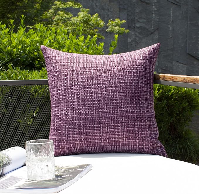 Kevin Textile Pack of 2 Decorative Outdoor Waterproof Throw Pillow Covers Lumbar Pillowcases Modern Cushion Cases for Patio Couch Bench 12 x 20 Inch Violet