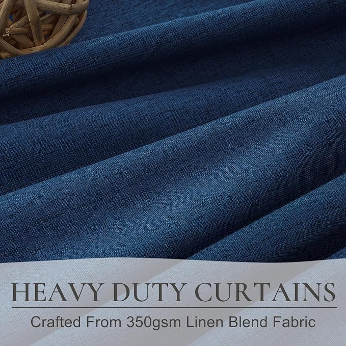 Navy Blue Blackout Curtains 84 Inch Length for Kids/Boys Rooms/Bedroom, Floor to Ceiling Track Pleated Drapes with Hooks Linen Thermal Coastal Curtain Dark Blue Window Burg 50"Wx84"Lx 2Panels Back Tab