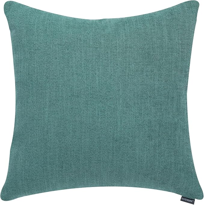 Set of 2 Leather Throw Pillow Covers Cotton Linen Decor Patchwork Pillow Cover Faux Leather Pillows Cover for Couch Sofa Living Room Bedroom,Grass Green 20"x20"
