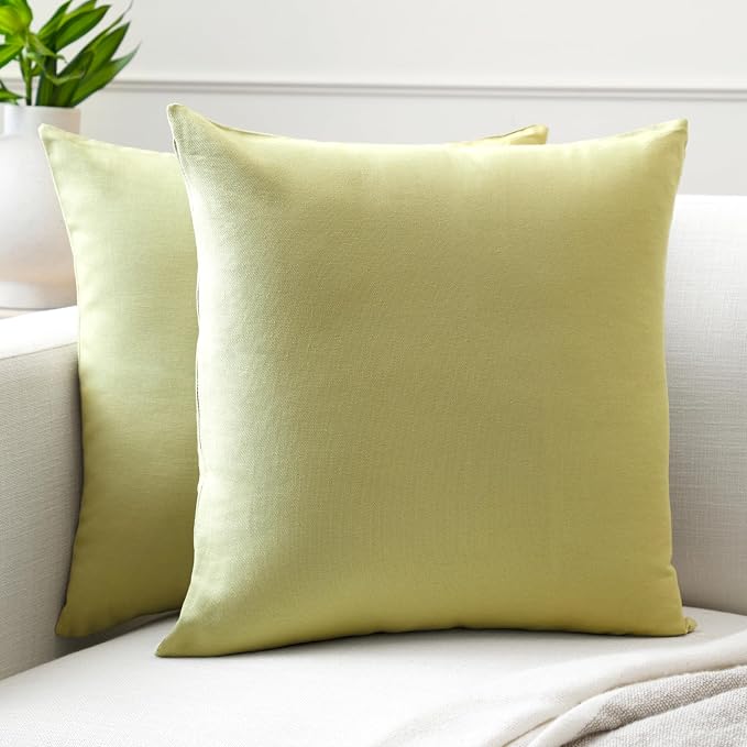 Encasa XO Throw Pillow Covers 18x18 in Set of 2 Sage Green | No Inserts | Cotton Pillow Covers for Living Room, Bed, Sofa, Couch | Decorative Cushion Covers with Improved Zipper