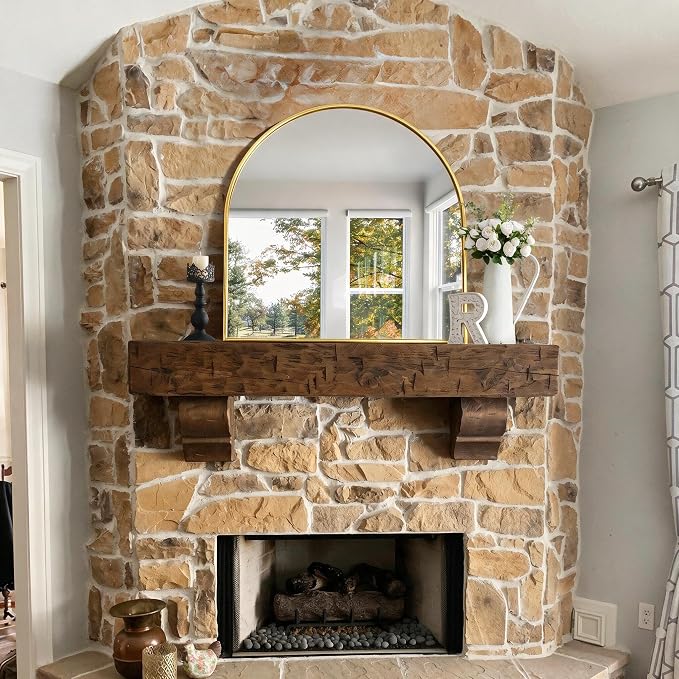 CIRCUMI Arched Wall Mirror, 36"x36" Gold Arched Mirror with Tempered Glass, Metal Frame, Large Size for Entryway Table, Mantel,Living Room,Over Sink,Arch Mirror for Decor,Shatterproof&Crystal-Clear