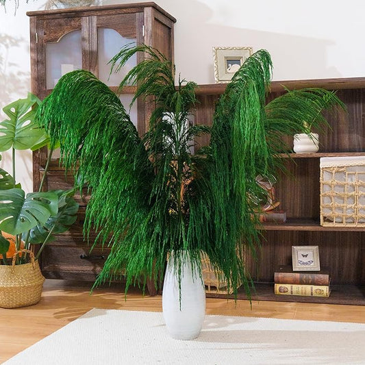 Green Pampas Grass Decor Tall for Floor Vase,Long Natural Pampas Grass, Large Dried Pompas Floral, Elegant Feather Flowers,Wedding Living Room Decorations (Natural Green, 4pcs 43.3"(110cm))