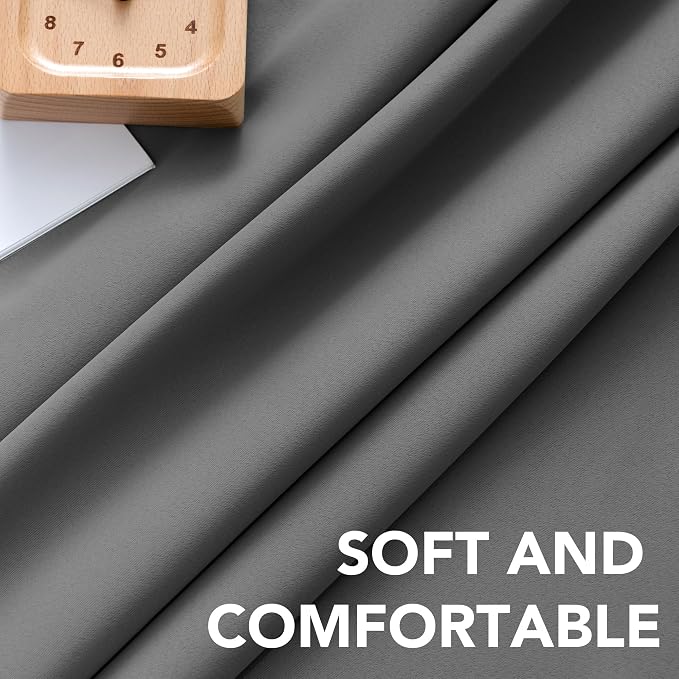 H.VERSAILTEX Blackout Curtains Thermal Insulated Window Treatment Panels Room Darkening Blackout Drapes for Living Room Back Tab/Rod Pocket Bedroom Draperies, 52 x 84 Inch, Bluish Gray, 2 Panels