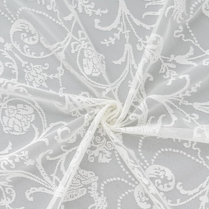 TUDECO Ivory Lace Curtains 108 Inch Long - Vintage Country Floral Embroidered Sheer Curtains Ruffle Edges, Rod Pocket Privacy Farmhouse Decor for Living Room Patio Garden, 59 x108 Inch, Ivory