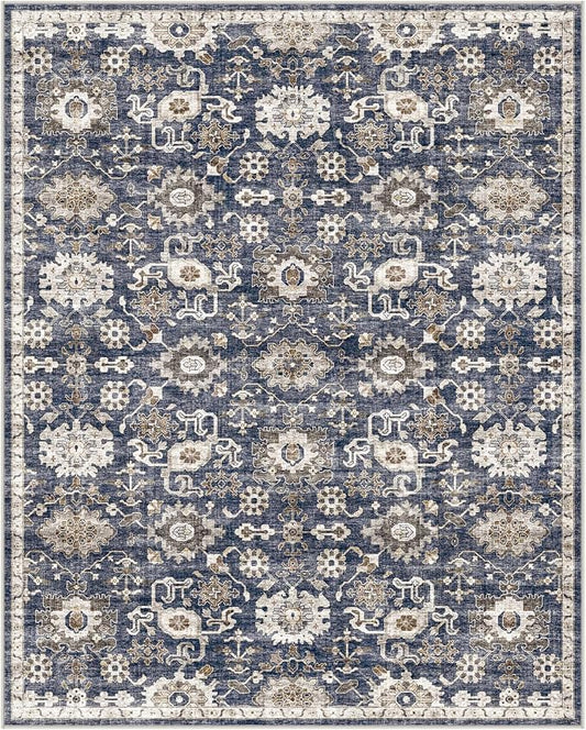 AMADA HOMEFURNISHING 2x3 Washable Area Rug, Low-Profile Entryway Rug with Non-Slip Backing & Durable Edge Binding, Vintage Rug Pattern, Small Rugs for Entryway, Kitchen & Living Room