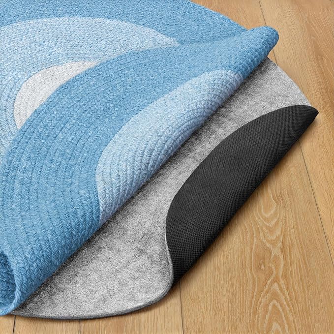 RUGPADUSA - Dual Surface - 4' Round - 1/8" Thick - Felt + Rubber - Non-Slip Backing Rug Pad - Adds Low-Profile Comfort and Protection
