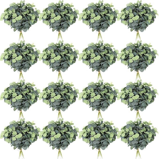 Tigeen 200 Pcs Artificial Eucalyptus Stems Tall 11.8 Inch Tall Faux Eucalyptus Branches Fake Greenery Plants Stems for Vase Home Party Wedding Decorations