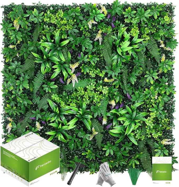 fanado Artificial Grass Wall Panels (20"x 20" 14pcs),Hedge Green Wall Decor Backdrop, UV-Anti Fake Greenery Plant Wall Boxwood Panels for Privacy Fence Screen Outdoor Indoor Wedding Garden Backyard