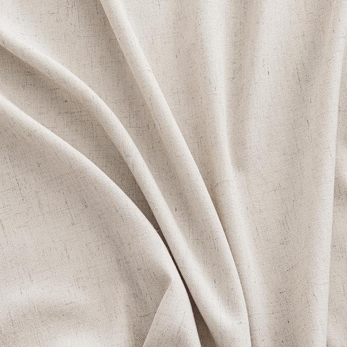 MIULEE Non-See-Through Privacy Linen Curtains 2 Panels, Light Filtering Window Curtains Farnhouse Textured Back Tab Semi Sheer Drapes for Bedroom Living Room, 52 x 96 Inches Long, White