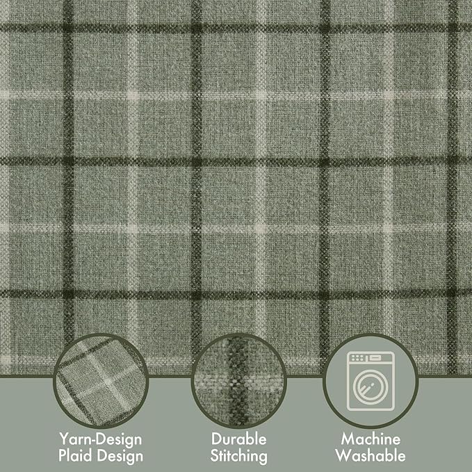 Madison Park Anaheim Cabin Plaid Curtain Window, Thermal Insulated Fleece Lining, Living Room Decor Room Darkening Drape for Bedroom, 1-Single Panel Pack, 50" x 84" Rod Pocket, Green (Pack of 4)