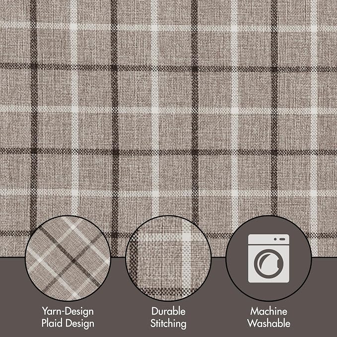 Madison Park Anaheim Cabin Plaid Curtain Window, Thermal Insulated Fleece Lining, Living Room Decor Room Darkening Drape for Bedroom, 1-Single Panel Pack, 50x95, Rod Pocket & Back Tab, Brown