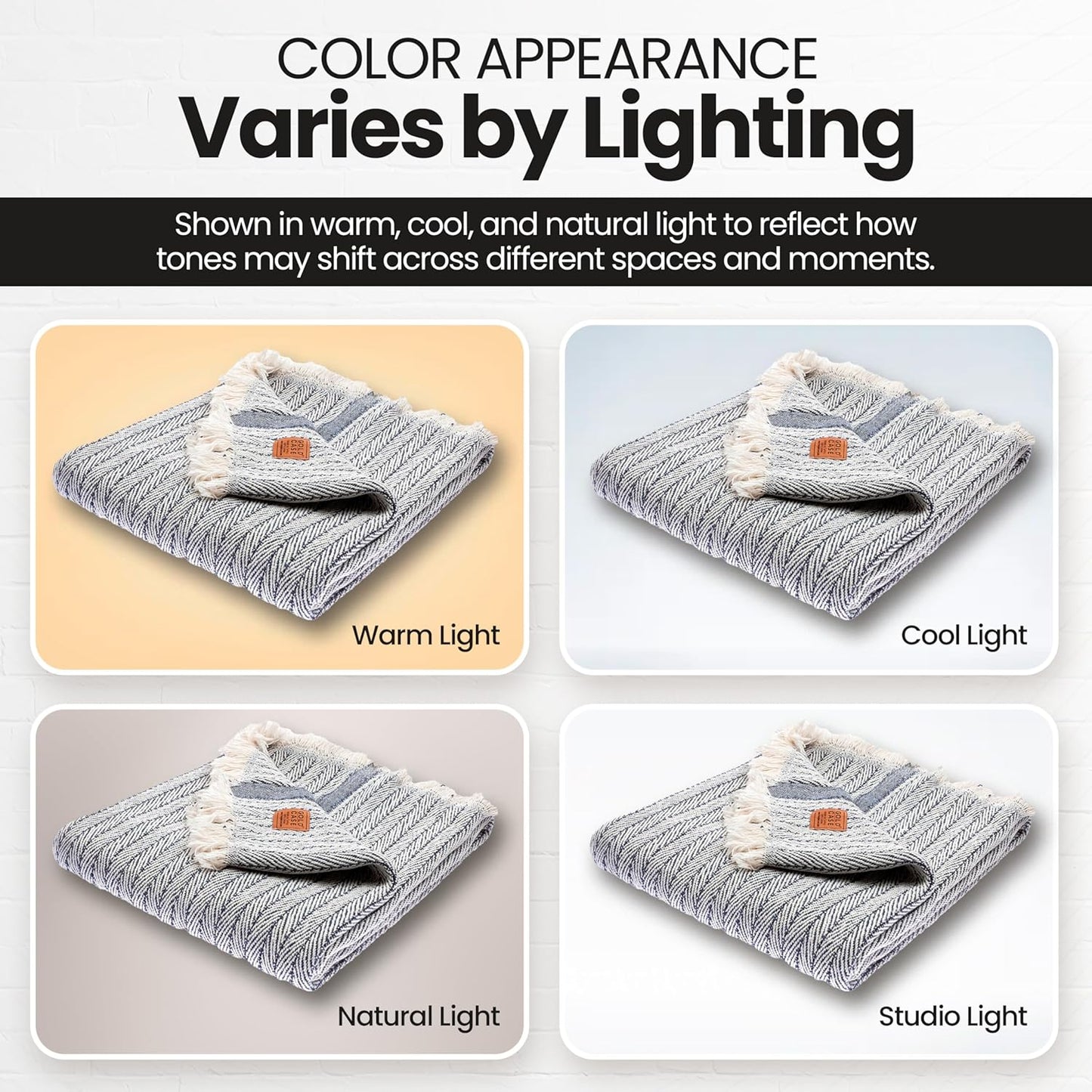 Gold Case Throw Blanket for Couch – 100% Recycled Turkish Cotton Blankets & Throws – Elegant Decorative Throw Blankets for Living Room Sofa – Woven Throws for Couch – Vintage Navy Blue – 60x80