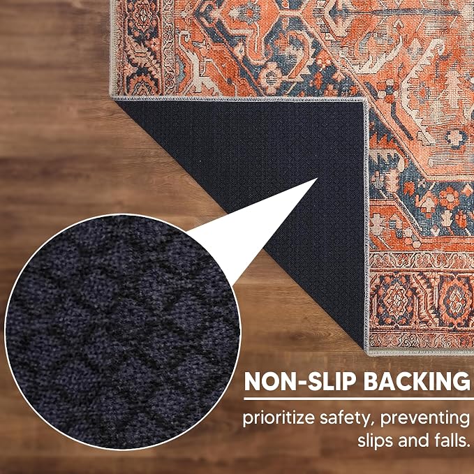 Keen Home Design 30"x120" Rug - Machine Washable Runner Rug with Non-Slip Backing, Ideal for Hallway, Entryway, Kitchen, Laundry Room - Vintage, Easy Clean, Durable, Low Pile - (2'6" x 10')
