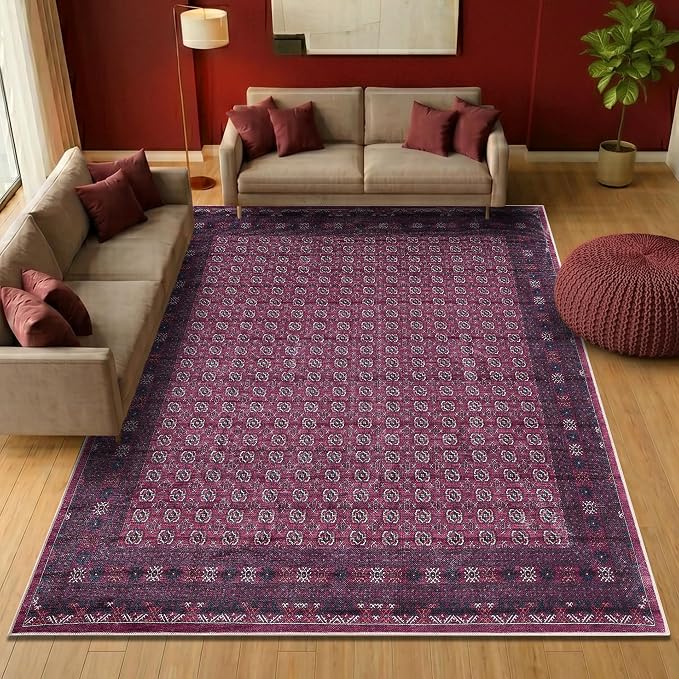 Keen Home Design 10x14 Rug - Machine Washable Area Rug with Non-Slip Backing, Ideal for Living Room, Dining Room, Bedroom - Vintage, Easy Clean, Durable, Low Pile Rug - (9'7" x 14')