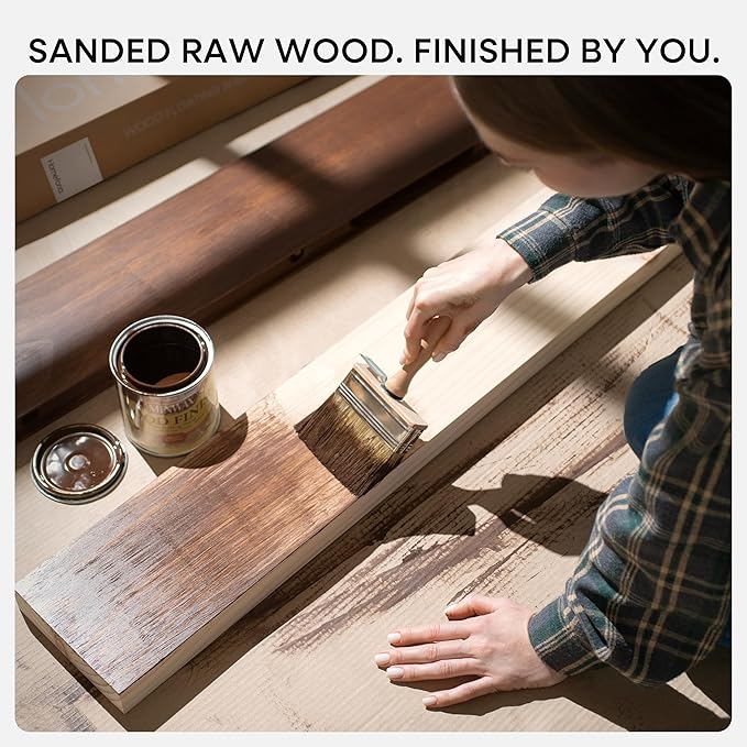Homeforia 36 inch Wood Floating Shelves, High End Solid Natural Wood 36inch Large Floating Shelf Bathroom, Unfinished Wooden Floating Shelves for Wall, Heavy Duty Bracket, 36 X 6.5 X 1.75 in, Set of 2